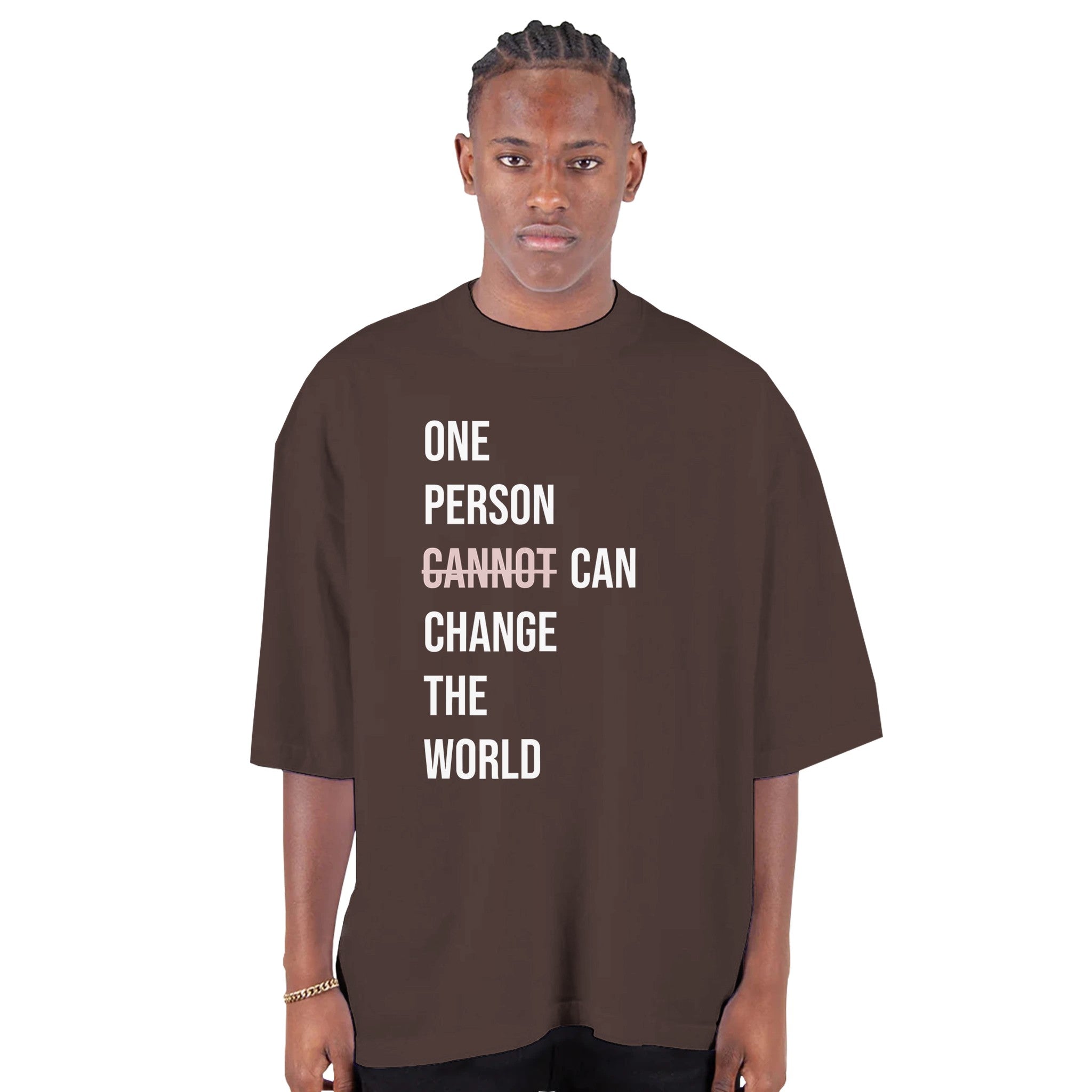 'Change the World' - Men's Oversized Drop-Shoulder Crewneck T-Shirt