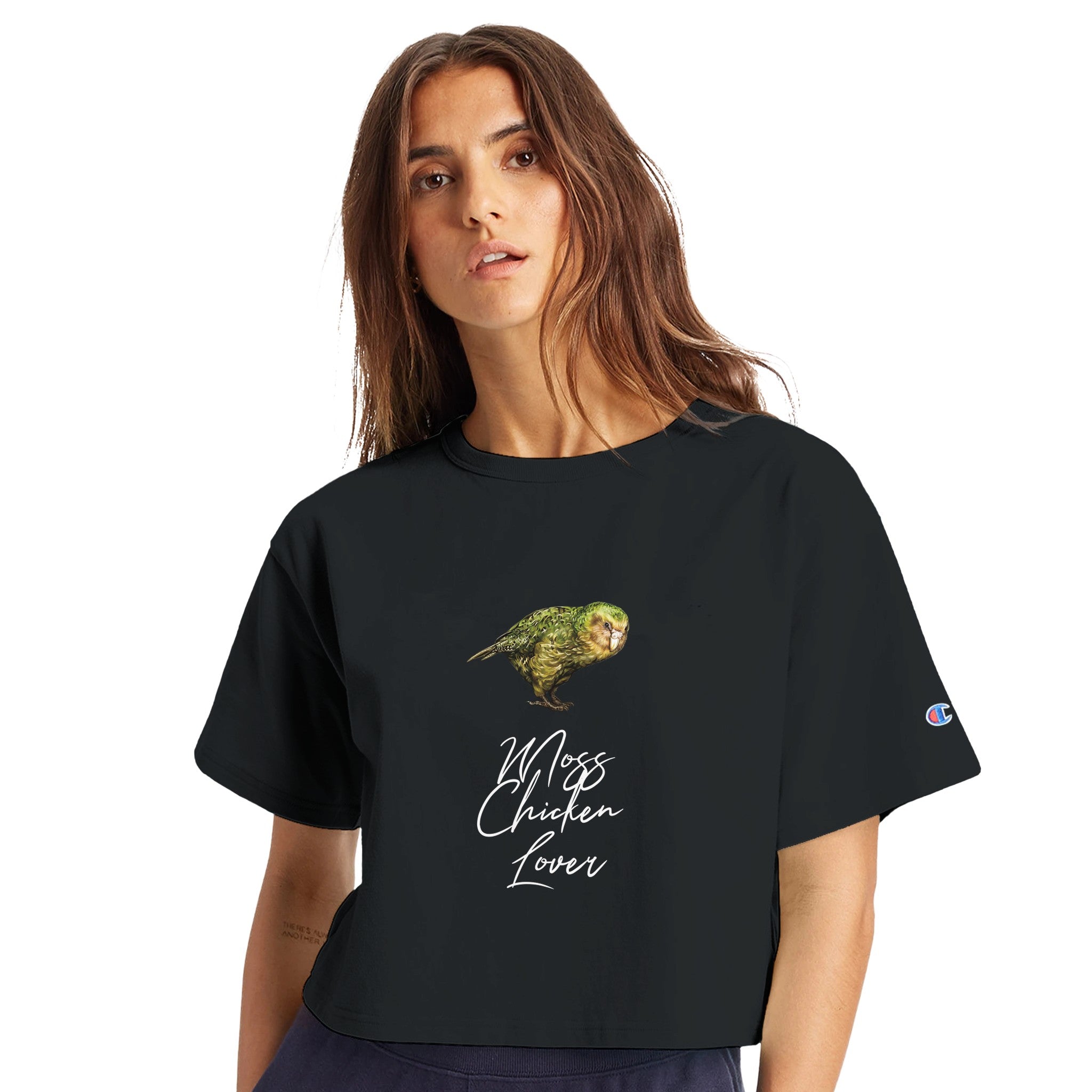 Moss Chicken - Women's Cropped Heritage Crewneck T-Shirt