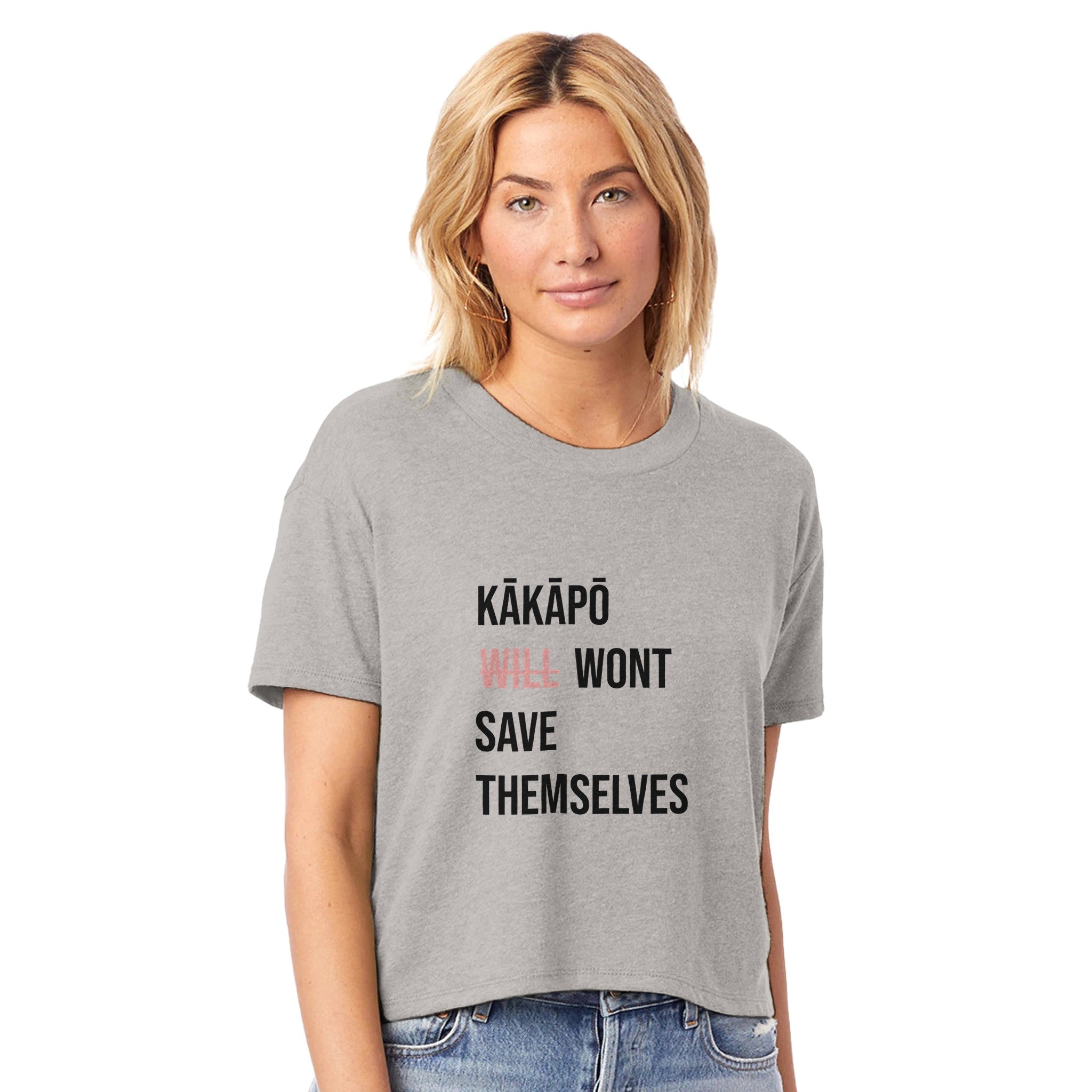 'Kakapo Won't Save Themselves' - Women's Headliner Cropped Crewneck T-Shirt